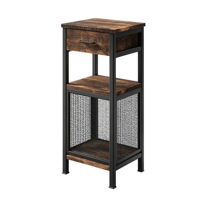 Industrial Slim Bedside Table for Small Spaces